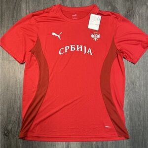 Puma FSS Serbia Prematch Soccer Jersey Men's Shirt Size L NWT 774098 08